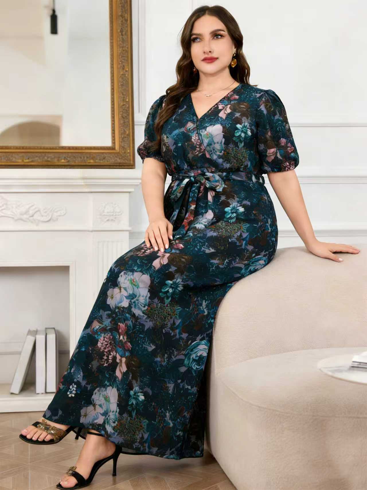 Vestido Maxi de Gasa Largo y F - Romper Floral Print reseña y precio
